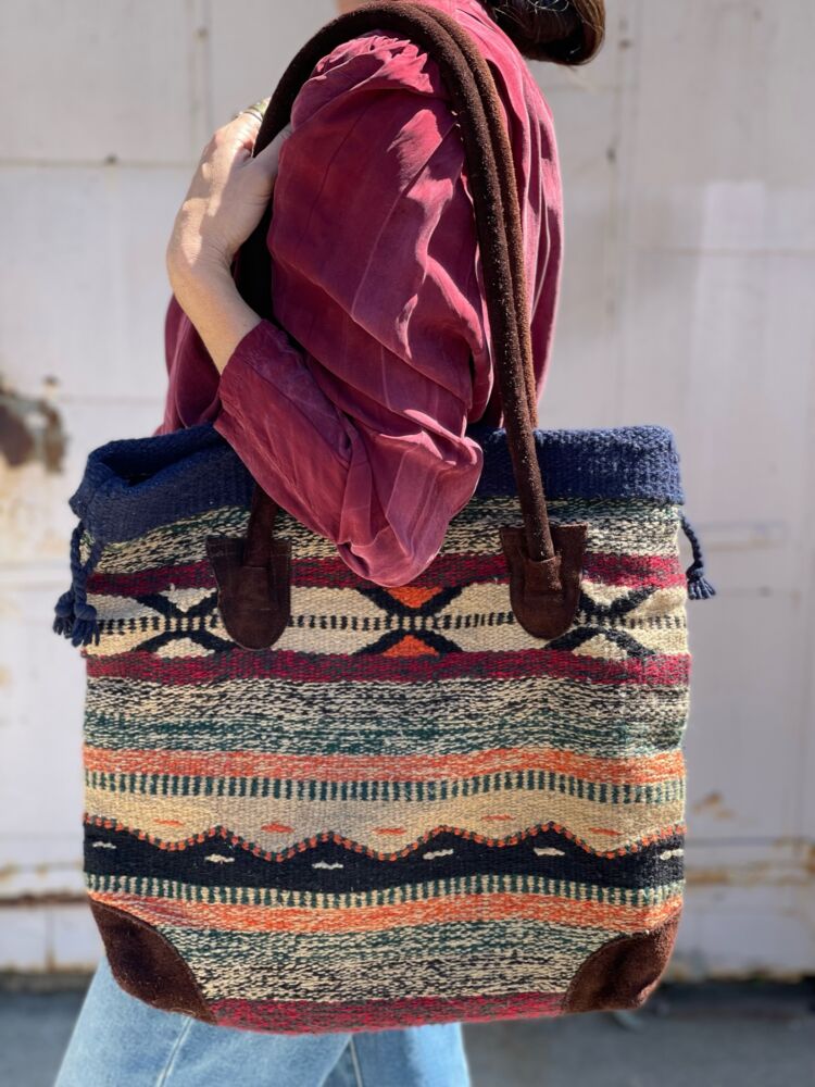 Boho Southwestern Woven Rug Carryall Bag → Hotbox Vintage