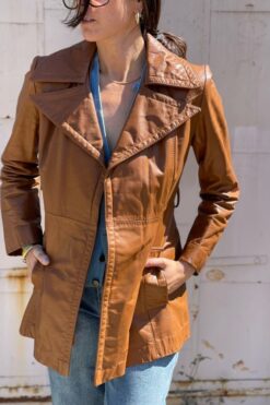 Vintage 70s Tan Leather Jacket - Small