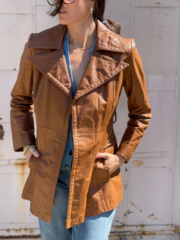 Vintage 70s Tan Leather Jacket – Small – Hotbox Vintage