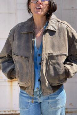 SOLD Vintage Phase 2 Men's Brown Leather Bomber Jacket with Map Lining - S/M