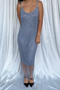 90s Slinky Beaded Net Dress￼ - One Size Fits Many