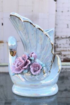 SOLD Vintage Iridescent Swan Vase 