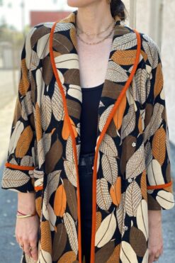 SOLD Vintage Wool Japanese Leaf Robe Coat - M/L