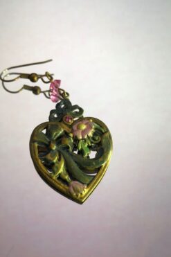 Single Floral Heart Drop Earring