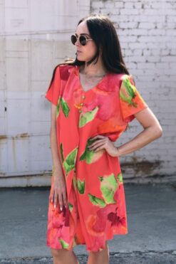 90s Carole Little Watercolor Floral Dress - M/L