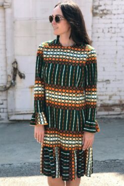 SOLD 60 Geometric Autumn Mod Dress - Medium
