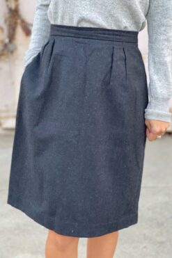 Vintage Gray Woolen Pencil Skirt - XS/Small
