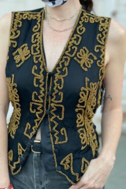 Vintage Hand Beaded "Your Destiny" Vest - S/M