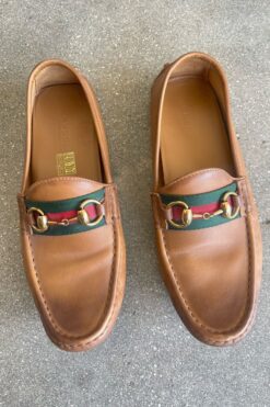 Gucci Tan Horsebit Loafers with Rubber Sole - Size 38