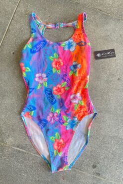 Vintage 80s Aloha Tropical Swimsuit  S/M