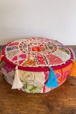 SOLD Bohemian Patchwork Round Floor Cushions
