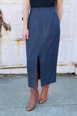 80s Houndstooth Pencil Skirt - Medium