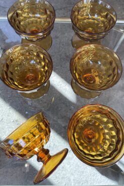 SOLD Vintage Amber Goblets - Set of 6