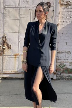 Vintage CLIO Tuxedo Jacket & Skirt Set - S/M
