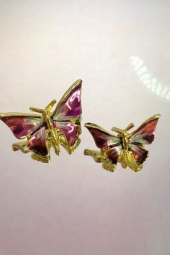 Dainty Purple Butterfly Brooch Set of 2