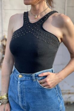 Vintage Black Studded Swimsuit - S/M