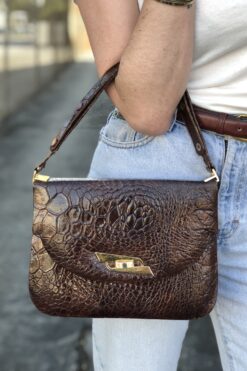 SOLD Vintage 60s Umber Leather Handbag