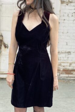 80s Jessica McClintock for Gunne Sax Velvet Lace Up Back Dress - M/L