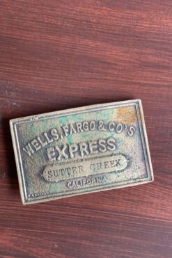 Vintage 70s 'Wells Fargo & Co's Express' Brass Belt Buckle