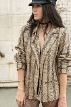 SOLD 2000s Cream Python Print Jacket - L/XL