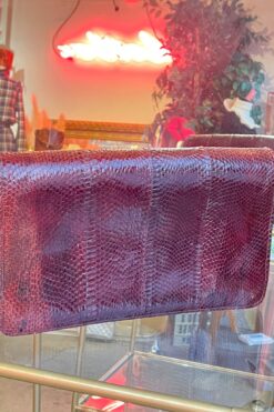 Vintage Maroon Snake Skin Clutch