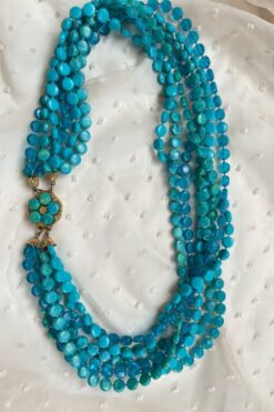 Vintage 1960s Multi Strand Turquoise Beaded Twisted Necklace