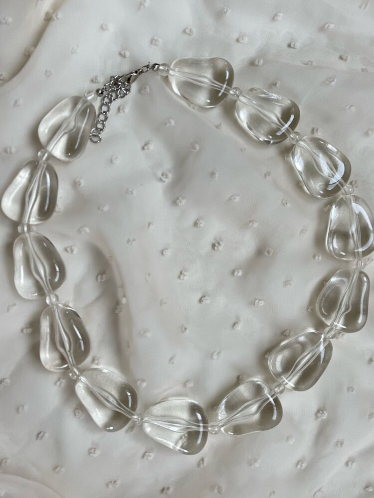 Vintage Clear Chunky Plastic Beaded Necklace → Hotbox Vintage