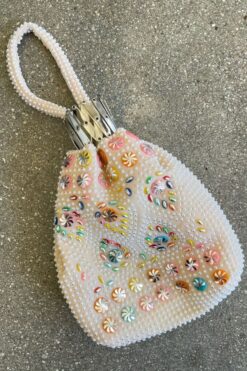 Vintage Expandable Top Fabric Beaded Bag
