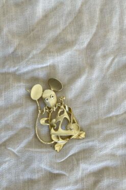 Vintage Rat & Cheese Art Pin
