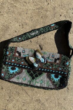 SOLD 00s Hand Beaded Butterfly Baguette Bag