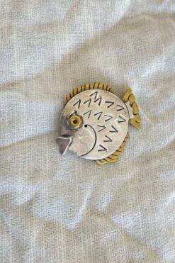 Vintage Sterling Silver Blowfish Brooch