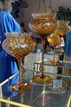 SOLD Vintage Amber Glass Compote or Candy Dish - Set of 2
