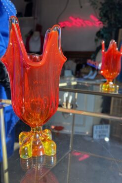 SOLD Vintage Orange Glass Vase