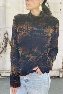 90s Mock Neck Lace with Velvet Top - M/L