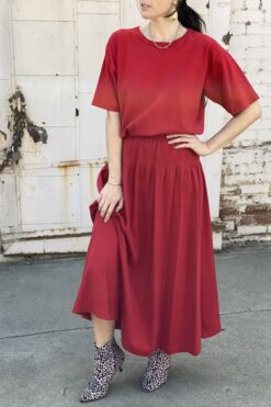 80s Cherry Red T-Shirt & Skirt Set
