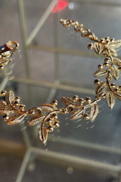 Vintage Linked Leaves Gold Tone Bracelet