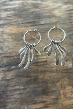 Silver Tone Hoop Fringe Earrings