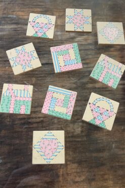 Vintage Patchwork Button Covers - Set of 10