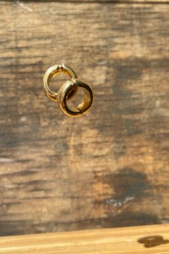 Vintage Gold Tone Thick Mini Hoops -  Clip On