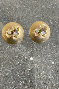 Vintage A.J.C Round Gold Tone with Iridescent Stones Earring – Clip On