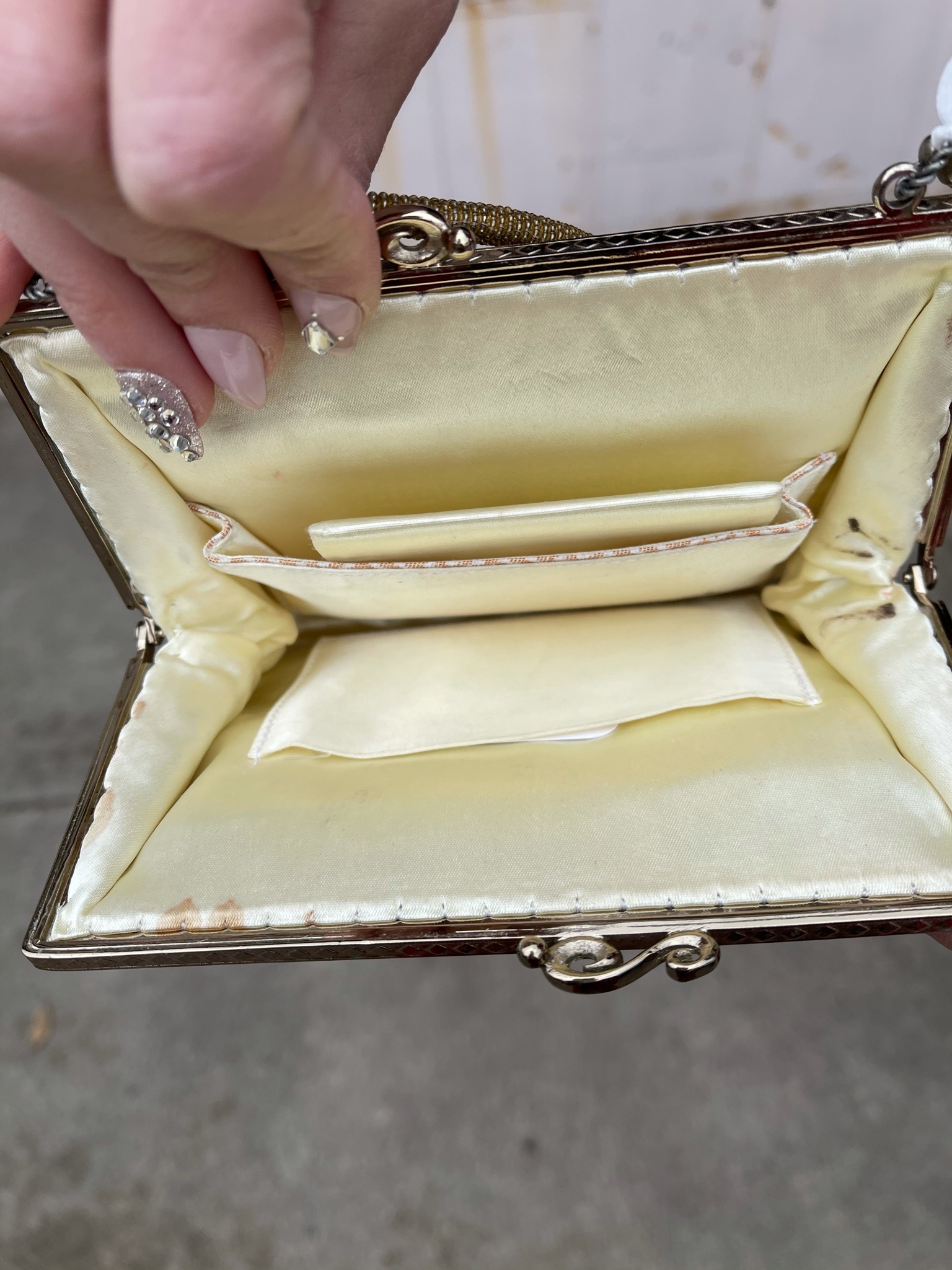 Vintage Gold Beaded Clutch with Compact → Hotbox Vintage