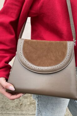 Vintage Contrast Taupe Box Handbag