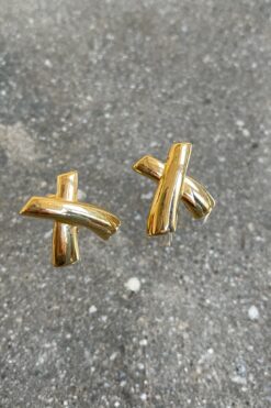 90s X Gold Tone Earring - Clip On