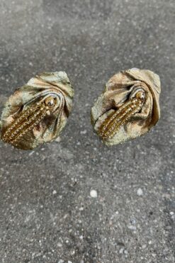 Vintage 80s Handcrafted Metallic Leather Earrings - Clip On