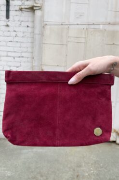SOLD Vintage Suede Maroon Clutch