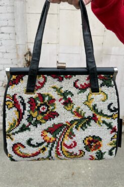 Vintage Tapestry and Leather Bag