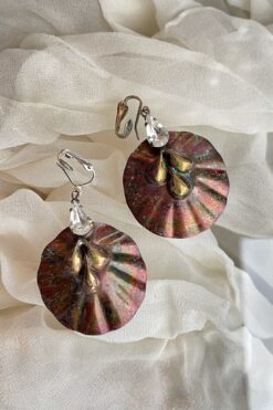 70s s Bronze with Rhinestone Earring