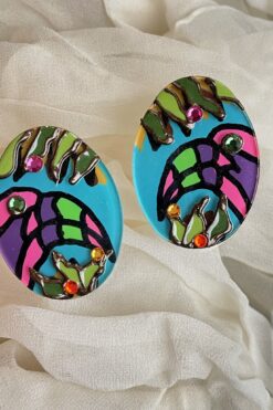 80s Toucan Oversized Earrings - Large