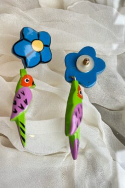SOLD 80s Bright Parrot Earrings