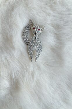 Rhinestone Fox Brooch
